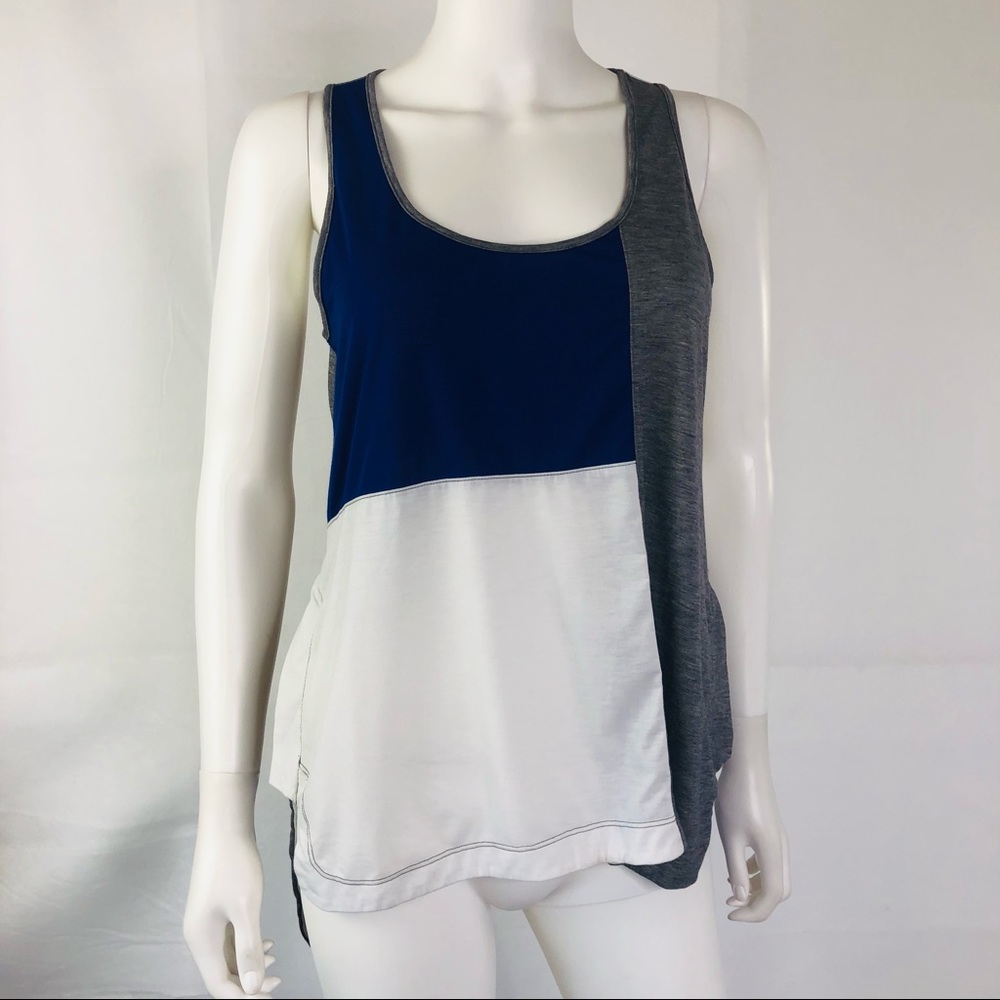 Derek Lam 10C Athleta White Blue Gray color-block Tank Top Small